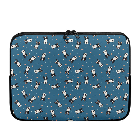Boston Terrier With Glasses Print Laptop Sleeve