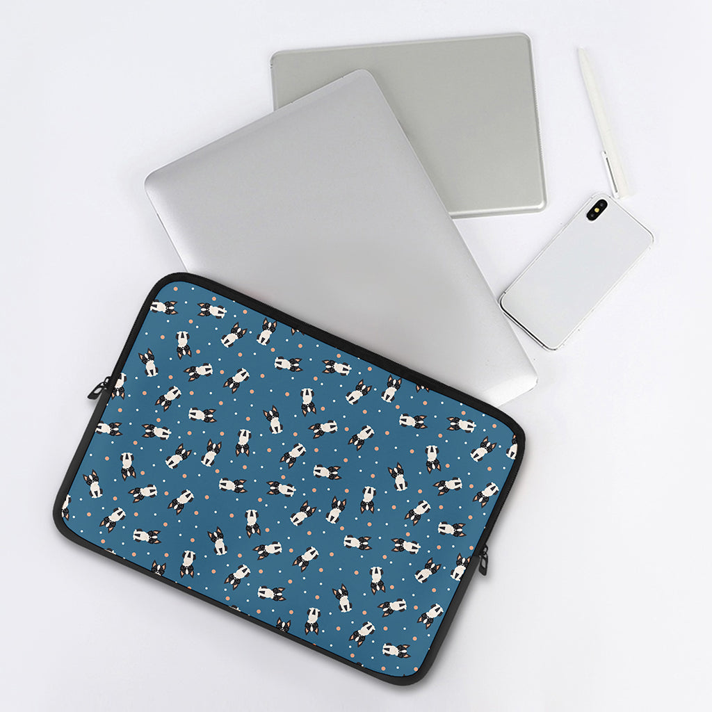 Boston Terrier With Glasses Print Laptop Sleeve