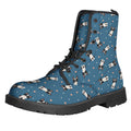 Boston Terrier With Glasses Print Lace-Up Boots