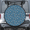 Boston Terrier With Glasses Print Leather Spare Tire Cover