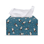 Boston Terrier With Glasses Print Leather Tissue Box Cover