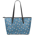 Boston Terrier With Glasses Print Leather Tote Bag With Zipper