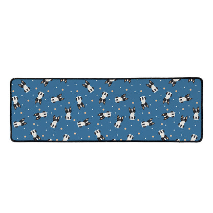 Boston Terrier With Glasses Print Long Kitchen Mat