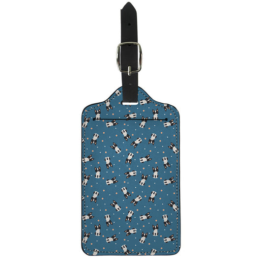 Boston Terrier With Glasses Print Luggage Tag
