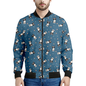 Boston Terrier With Glasses Print Men's Bomber Jacket