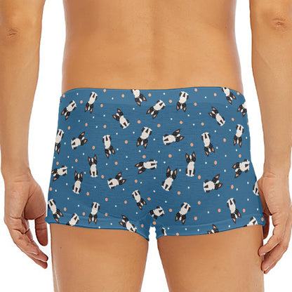 Boston Terrier With Glasses Print Men's Short Boxer Briefs