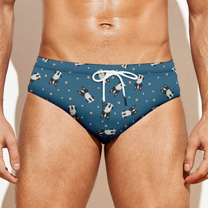 Boston Terrier With Glasses Print Men's Swim Briefs