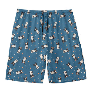 Boston Terrier With Glasses Print Men's Swim Trunks