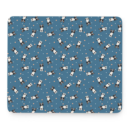 Boston Terrier With Glasses Print Mouse Pad
