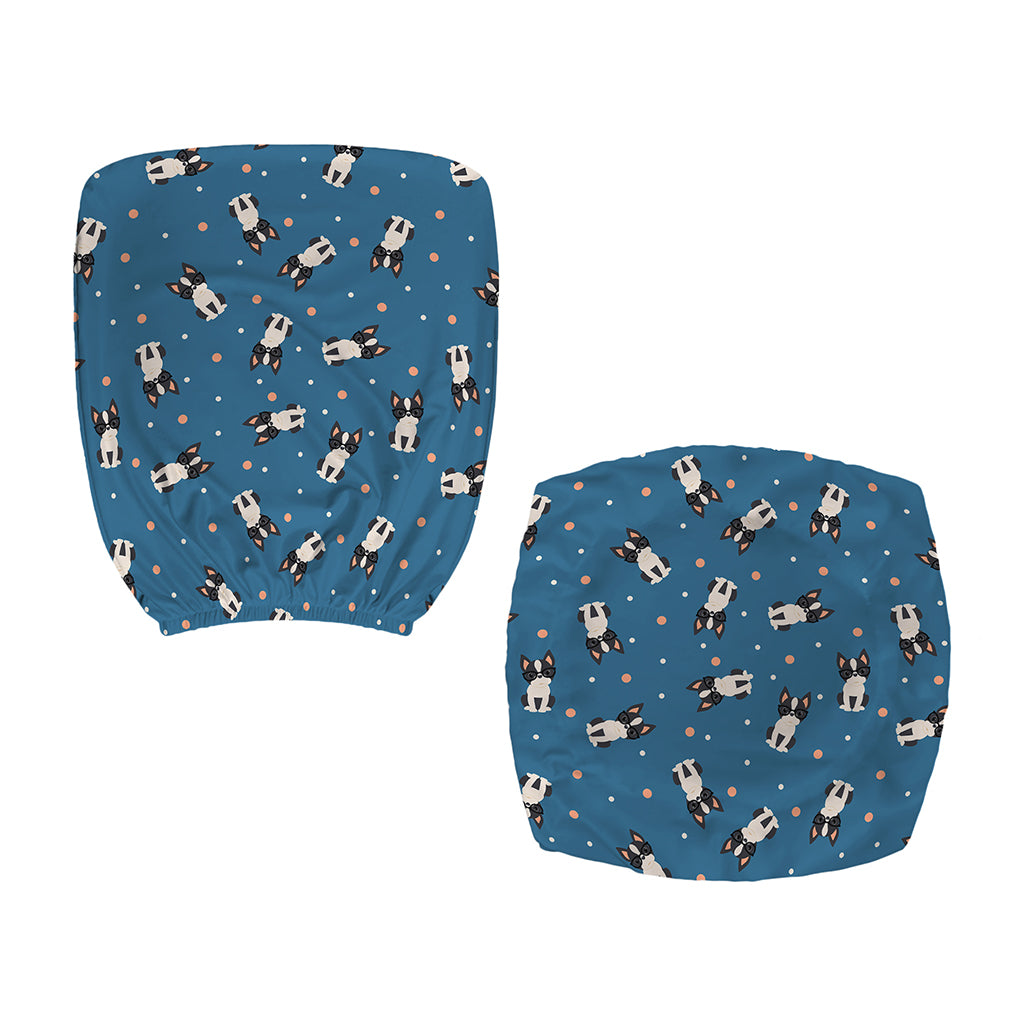 Boston Terrier With Glasses Print Office Chair Cover