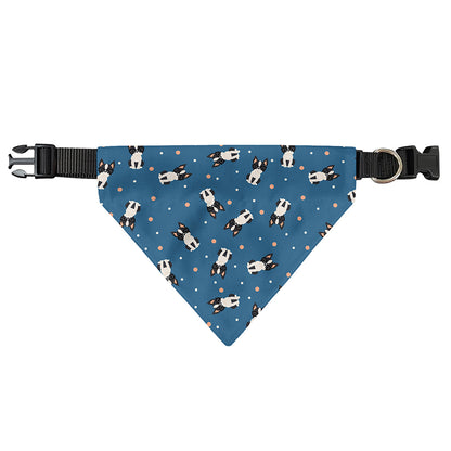 Boston Terrier With Glasses Print Over The Collar Dog Bandana