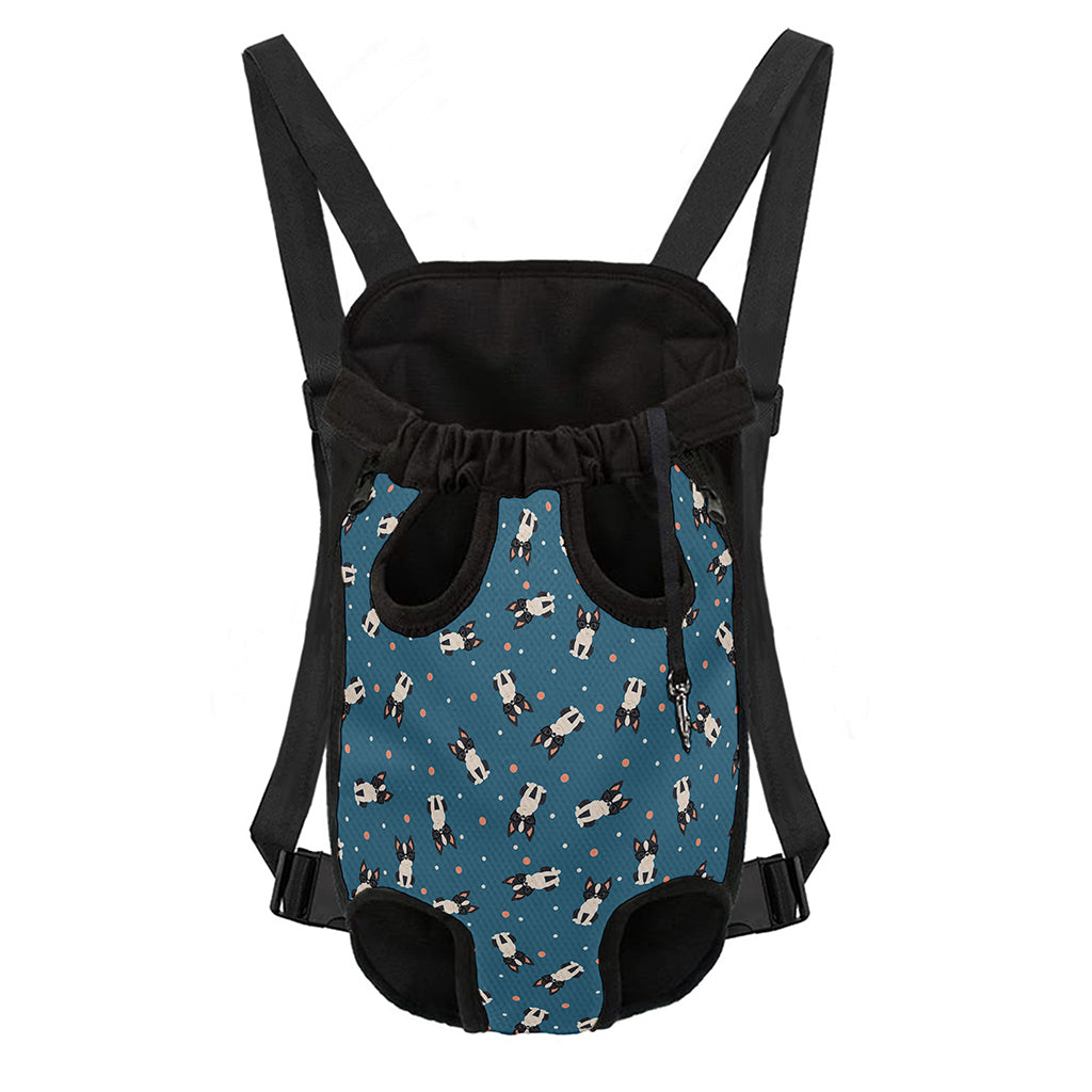 Boston Terrier With Glasses Print Pet Carrier Backpack
