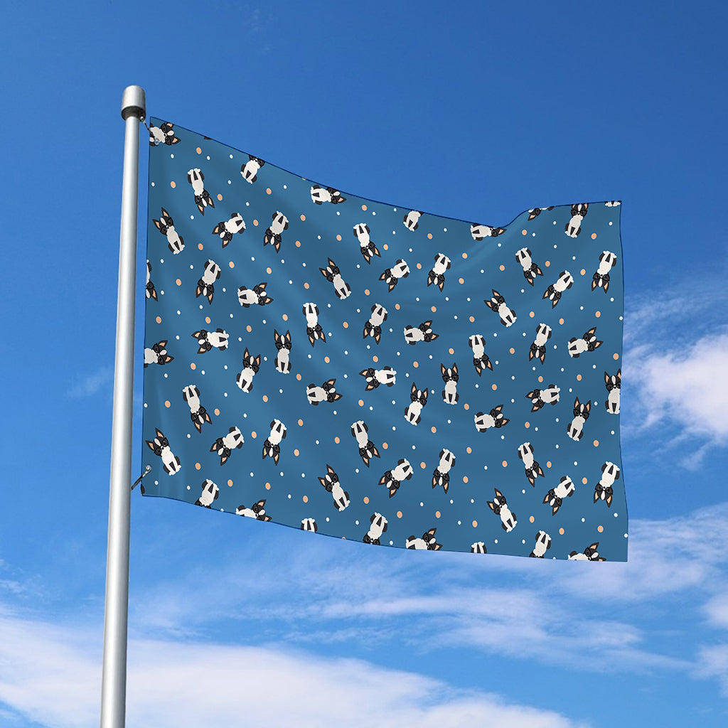 Boston Terrier With Glasses Print Polyester Flag