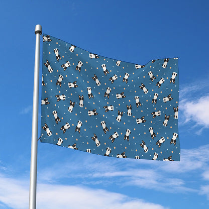 Boston Terrier With Glasses Print Polyester Flag
