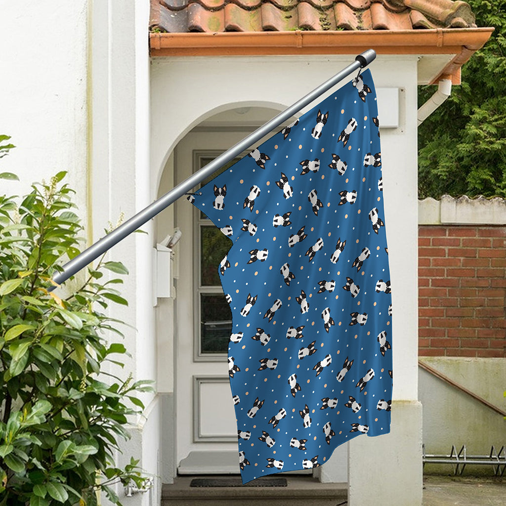 Boston Terrier With Glasses Print Polyester Flag