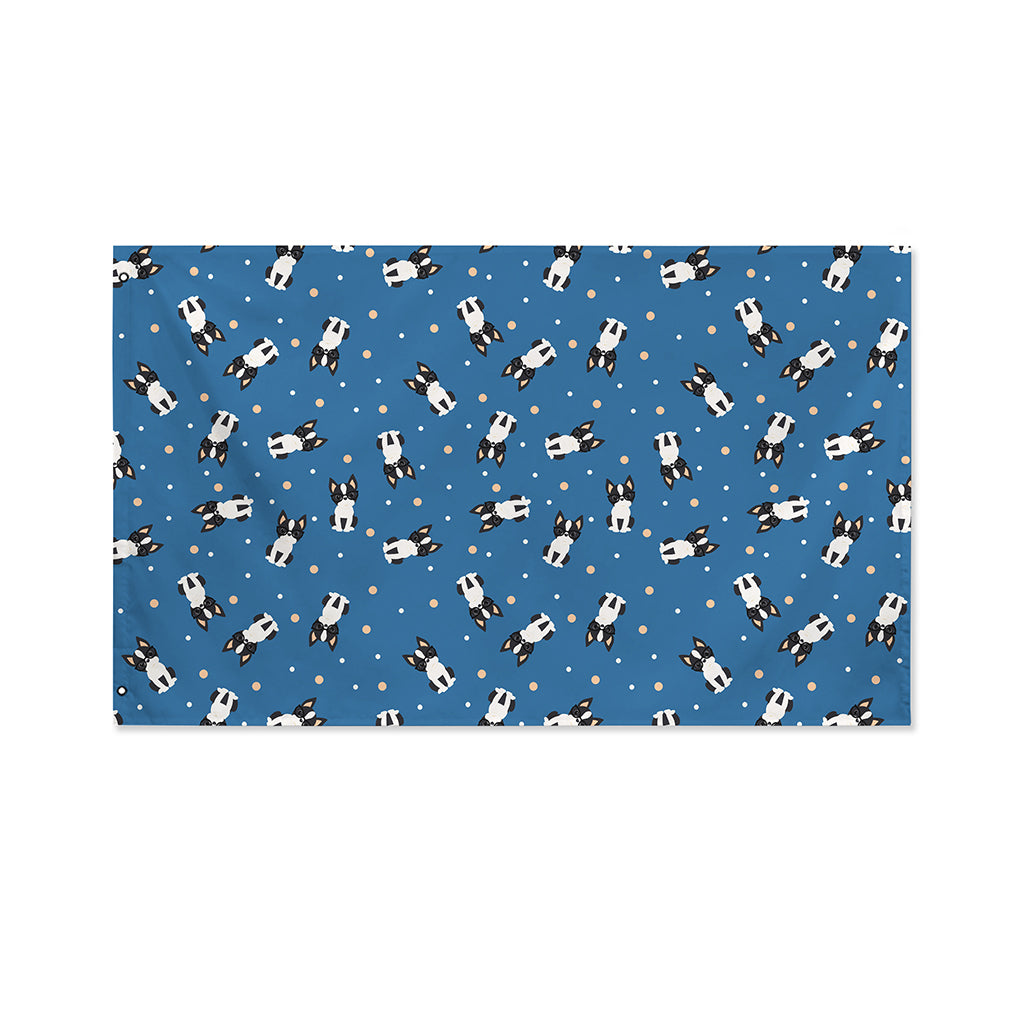 Boston Terrier With Glasses Print Polyester Flag