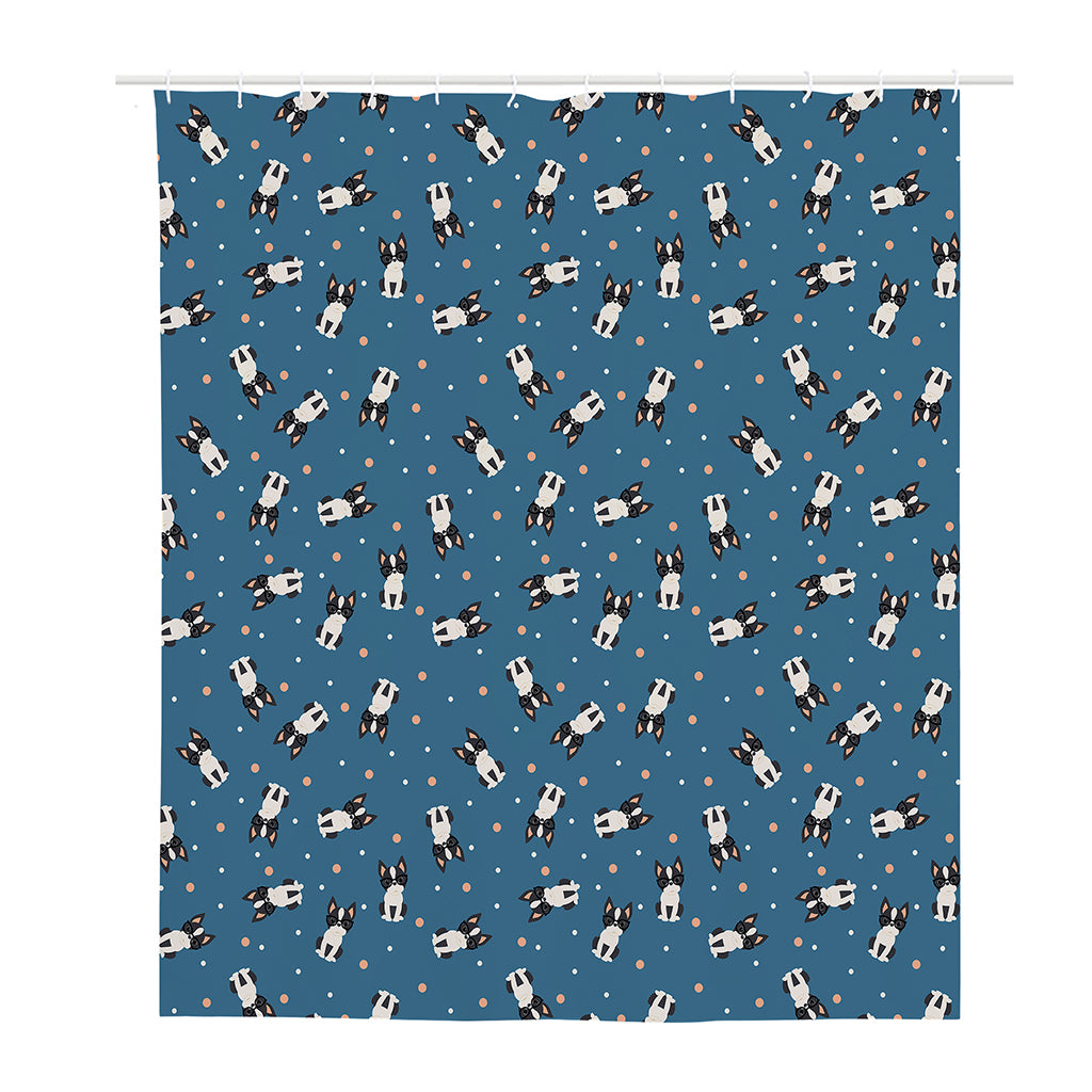 Boston Terrier With Glasses Print Polyester Shower Curtain