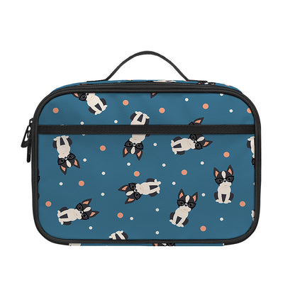 Boston Terrier With Glasses Print Portable Lunch Bag