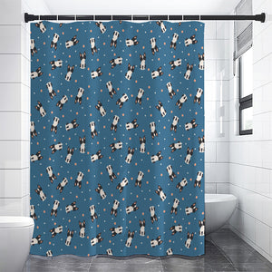 Boston Terrier With Glasses Print Premium Shower Curtain