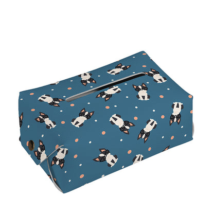 Boston Terrier With Glasses Print Rectangle Tissue Box Cover