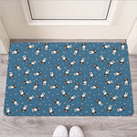 Boston Terrier With Glasses Print Rubber Doormat