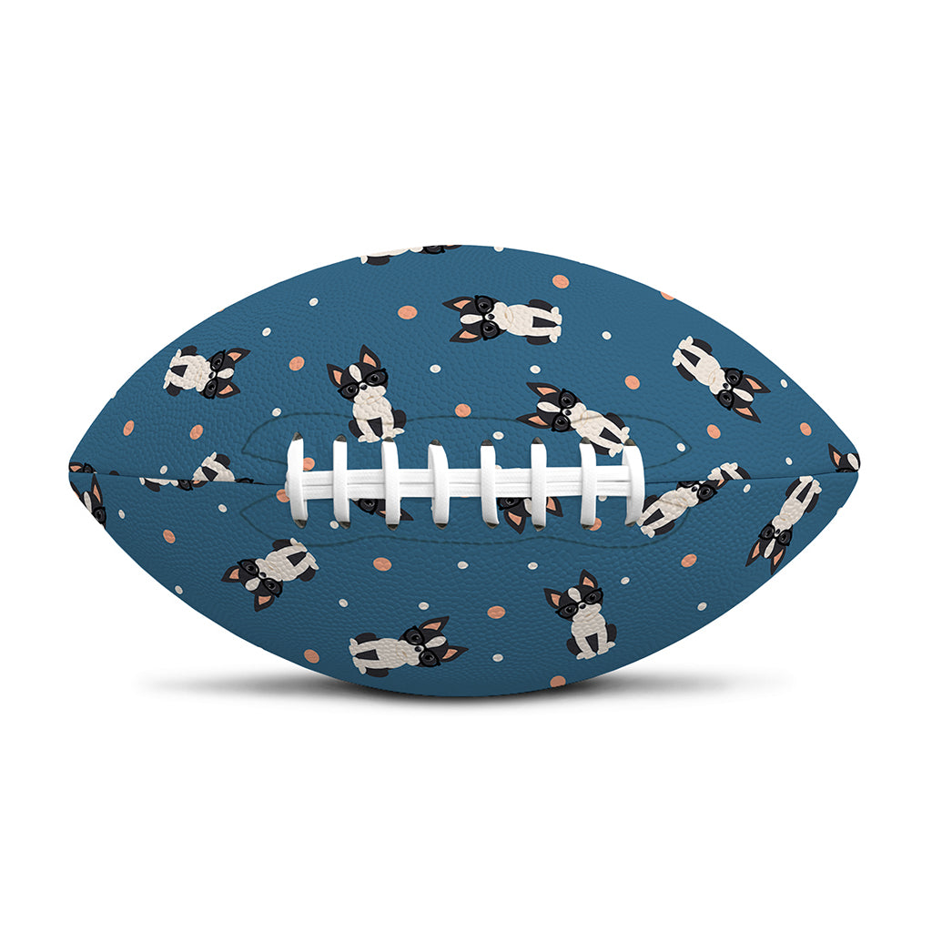 Boston Terrier With Glasses Print Rugby Ball