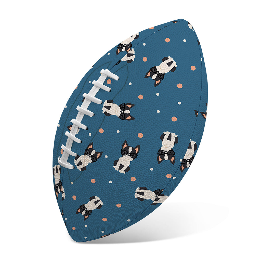 Boston Terrier With Glasses Print Rugby Ball