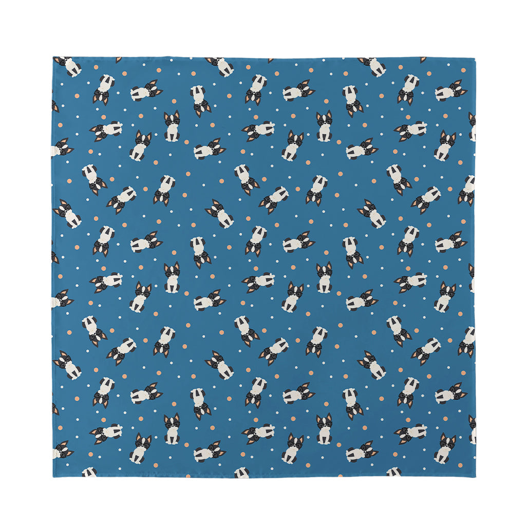 Boston Terrier With Glasses Print Silk Bandana