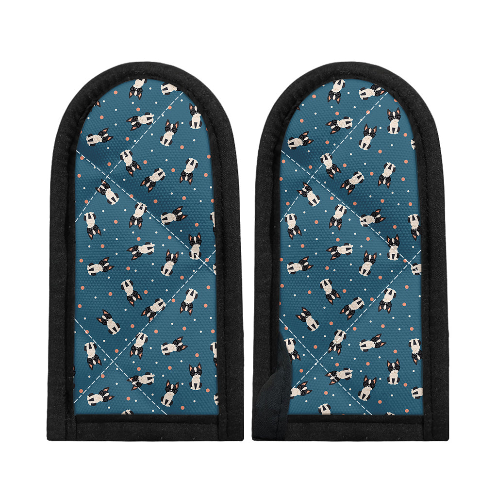 Boston Terrier With Glasses Print Skillet Handle Cover