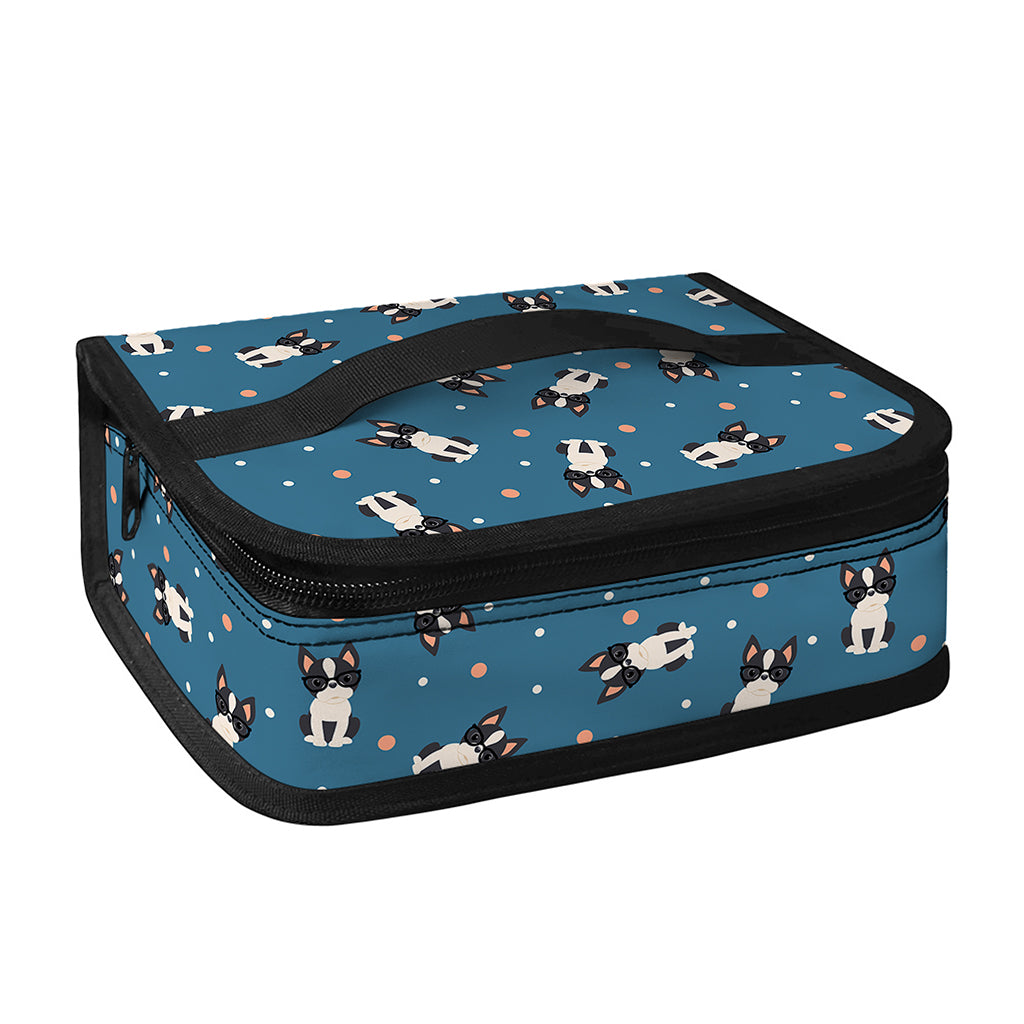 Boston Terrier With Glasses Print Small Lunch Bag