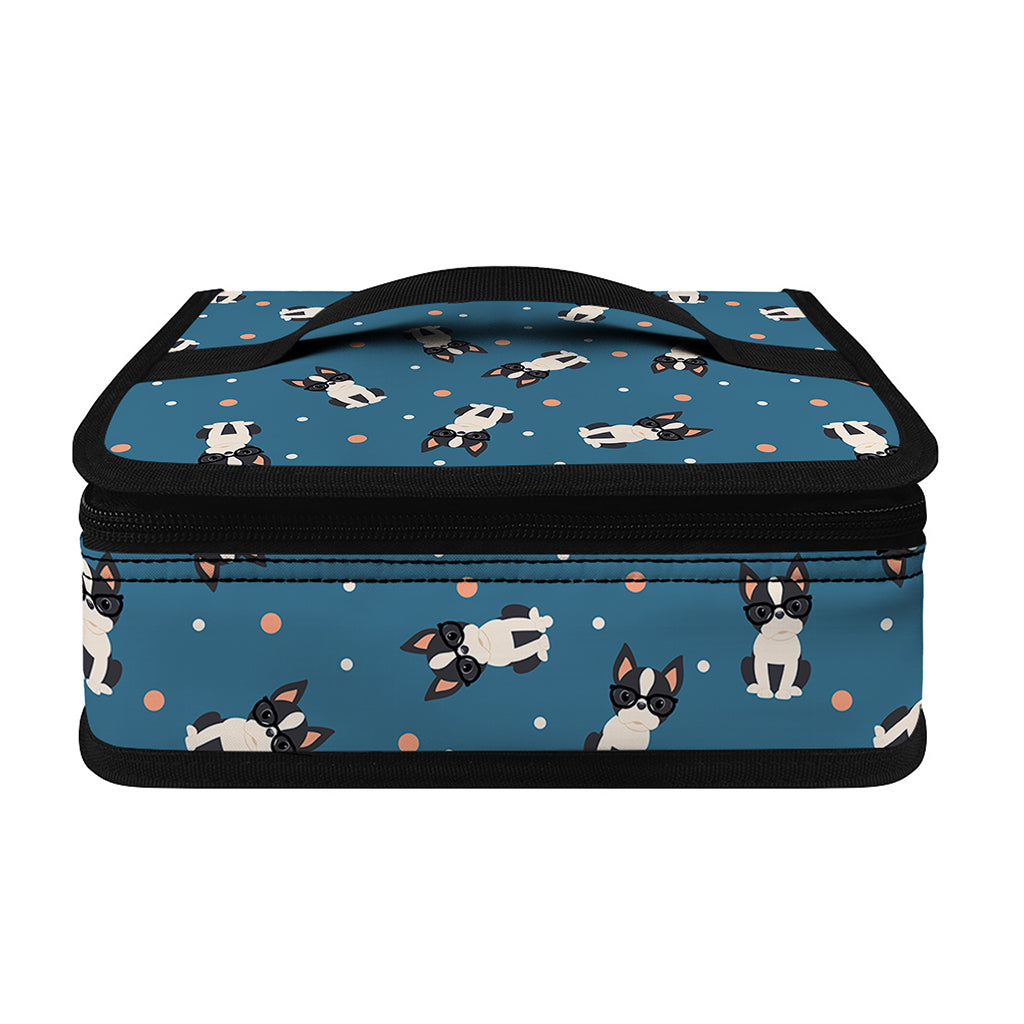 Boston Terrier With Glasses Print Small Lunch Bag