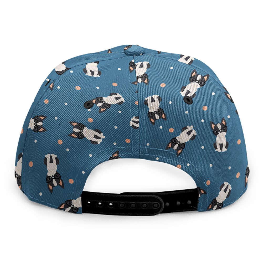 Boston Terrier With Glasses Print Snapback Cap