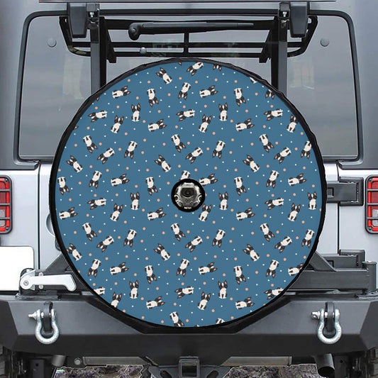 Boston Terrier With Glasses Print Tire Cover With Camera Hole