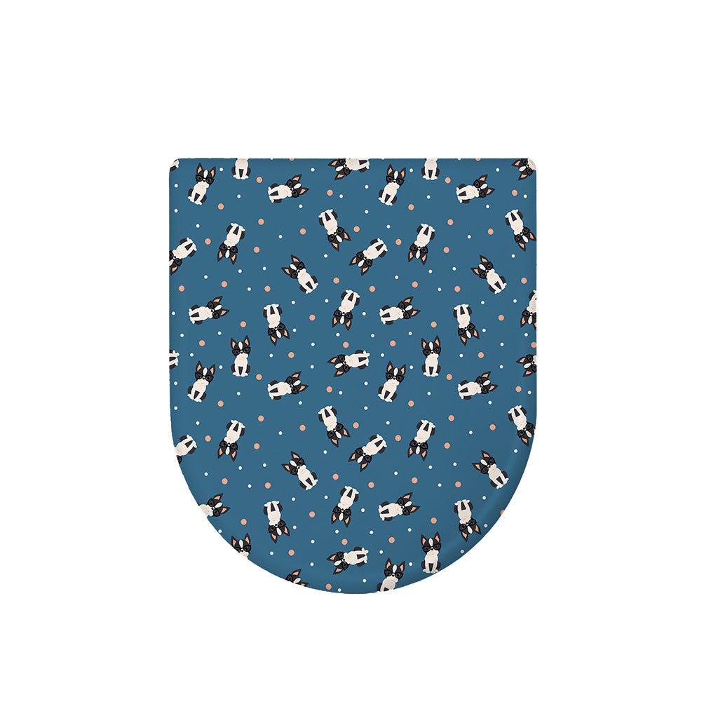Boston Terrier With Glasses Print Toilet Lid Cover