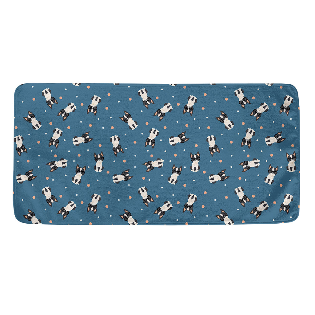 Boston Terrier With Glasses Print Towel