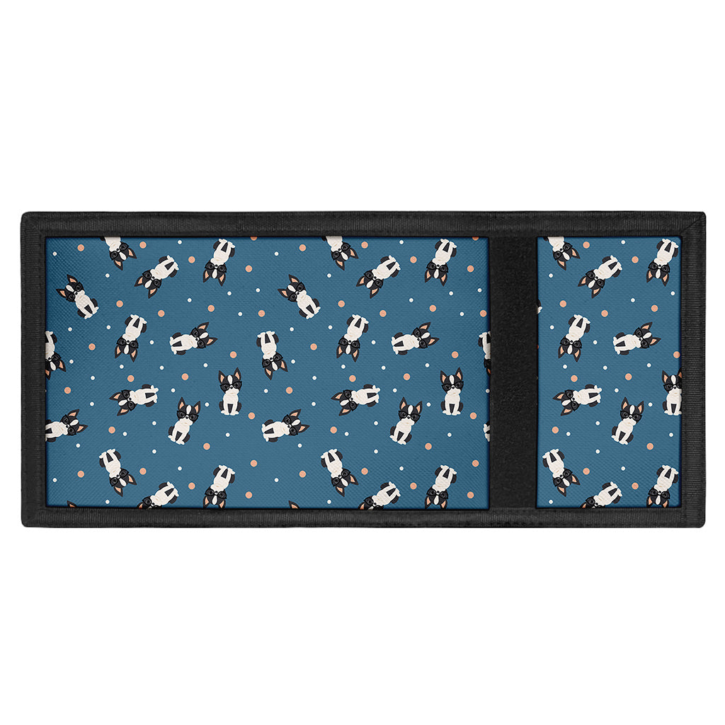 Boston Terrier With Glasses Print Trifold Wallet