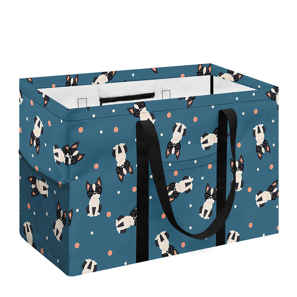 Boston Terrier With Glasses Print Utility Tote Bag