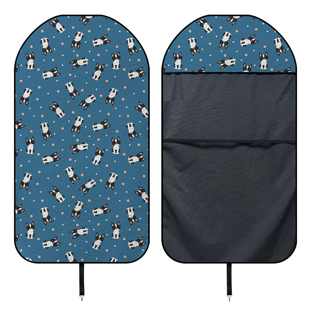 Boston Terrier With Glasses Print Waterproof Car Seat Cover