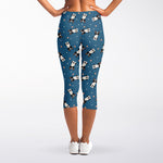 Boston Terrier With Glasses Print Women's Capri Leggings