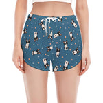 Boston Terrier With Glasses Print Women's Split Running Shorts