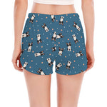 Boston Terrier With Glasses Print Women's Split Running Shorts