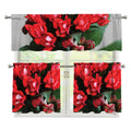 Bouvardia Flower Print 3 Piece Kitchen Curtains