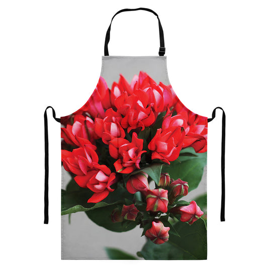 Bouvardia Flower Print Bib Apron With Pocket