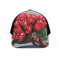 Bouvardia Flower Print Black Mesh Trucker Hat