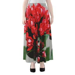 Bouvardia Flower Print Chiffon Maxi Skirt