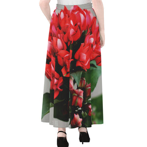 Bouvardia Flower Print Chiffon Maxi Skirt