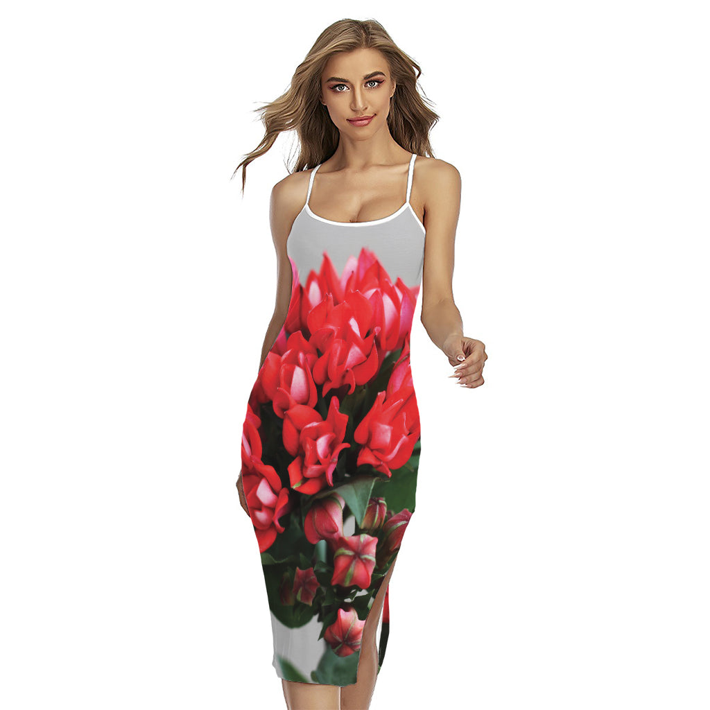 Bouvardia Flower Print Cross Back Cami Dress