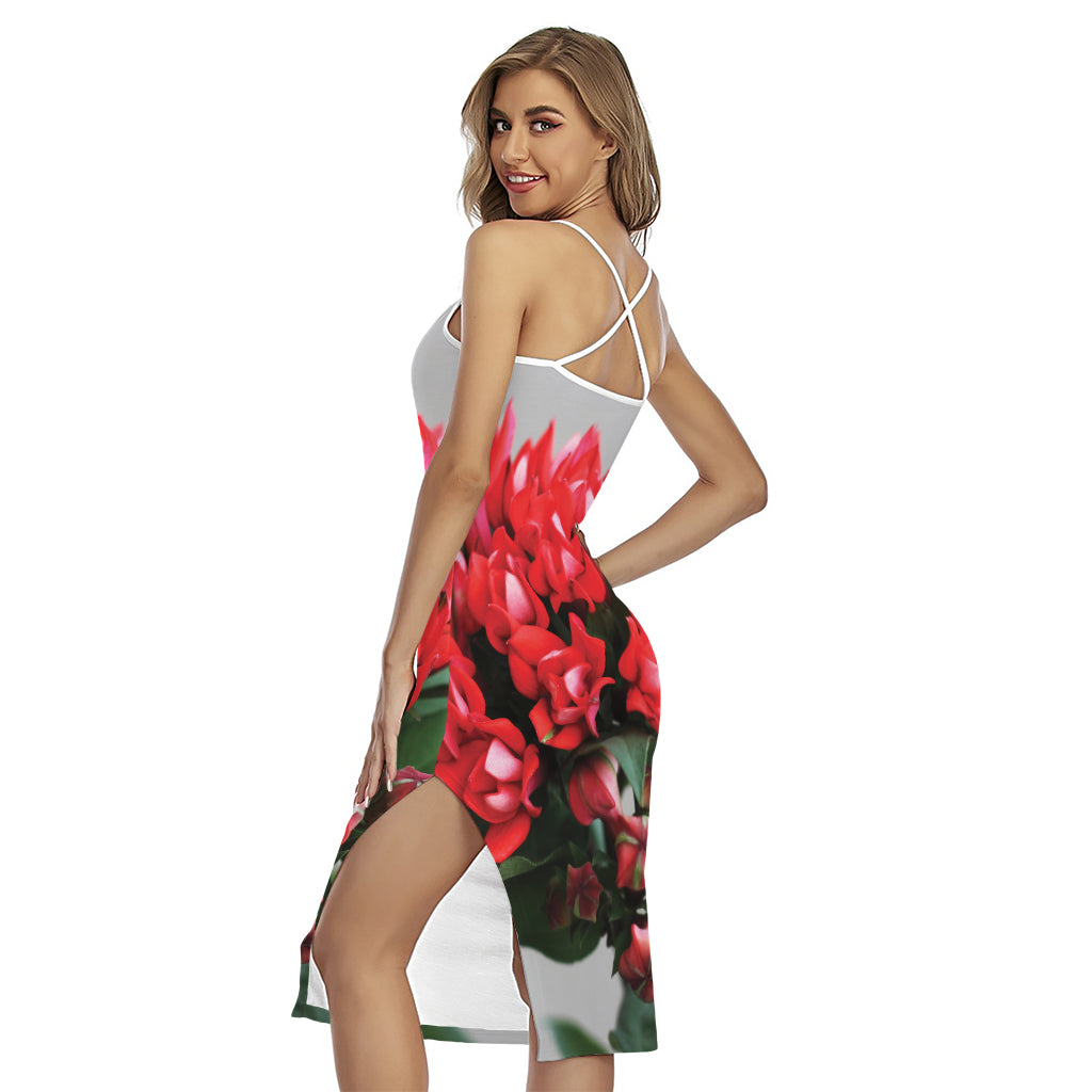 Bouvardia Flower Print Cross Back Cami Dress
