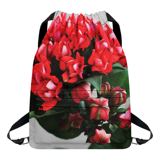 Bouvardia Flower Print Drawstring Backpack