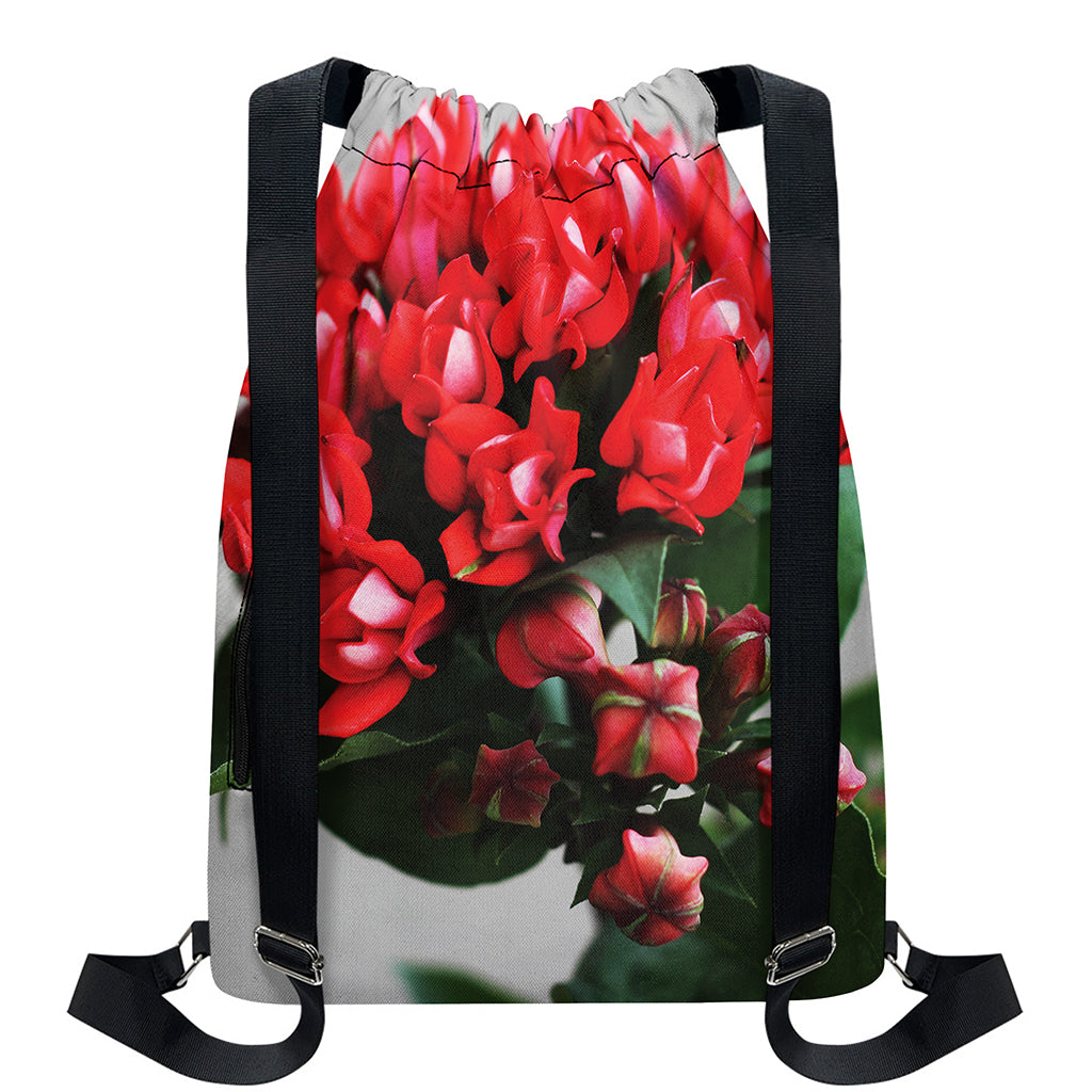 Bouvardia Flower Print Drawstring Backpack